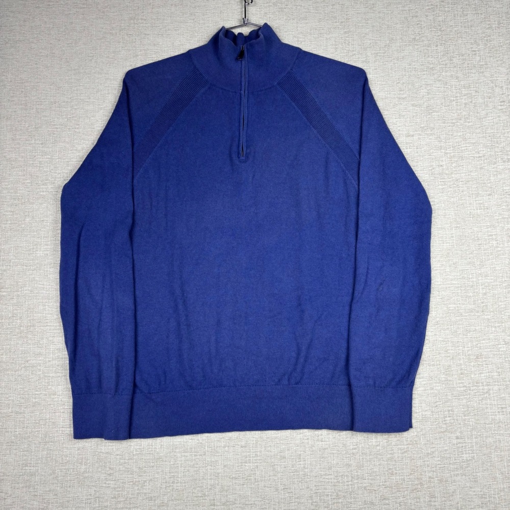 Banana Republic Mens Blue Cotton Cashmere Quarter Zip Sweater Large